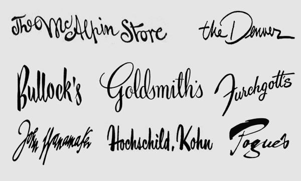 Handlettered Logos From Defunct Department Stores