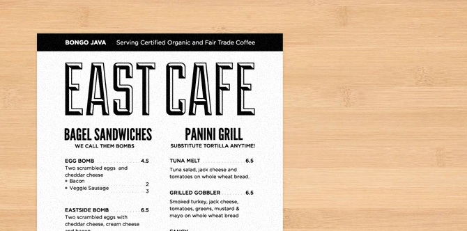 East Cafe Menu